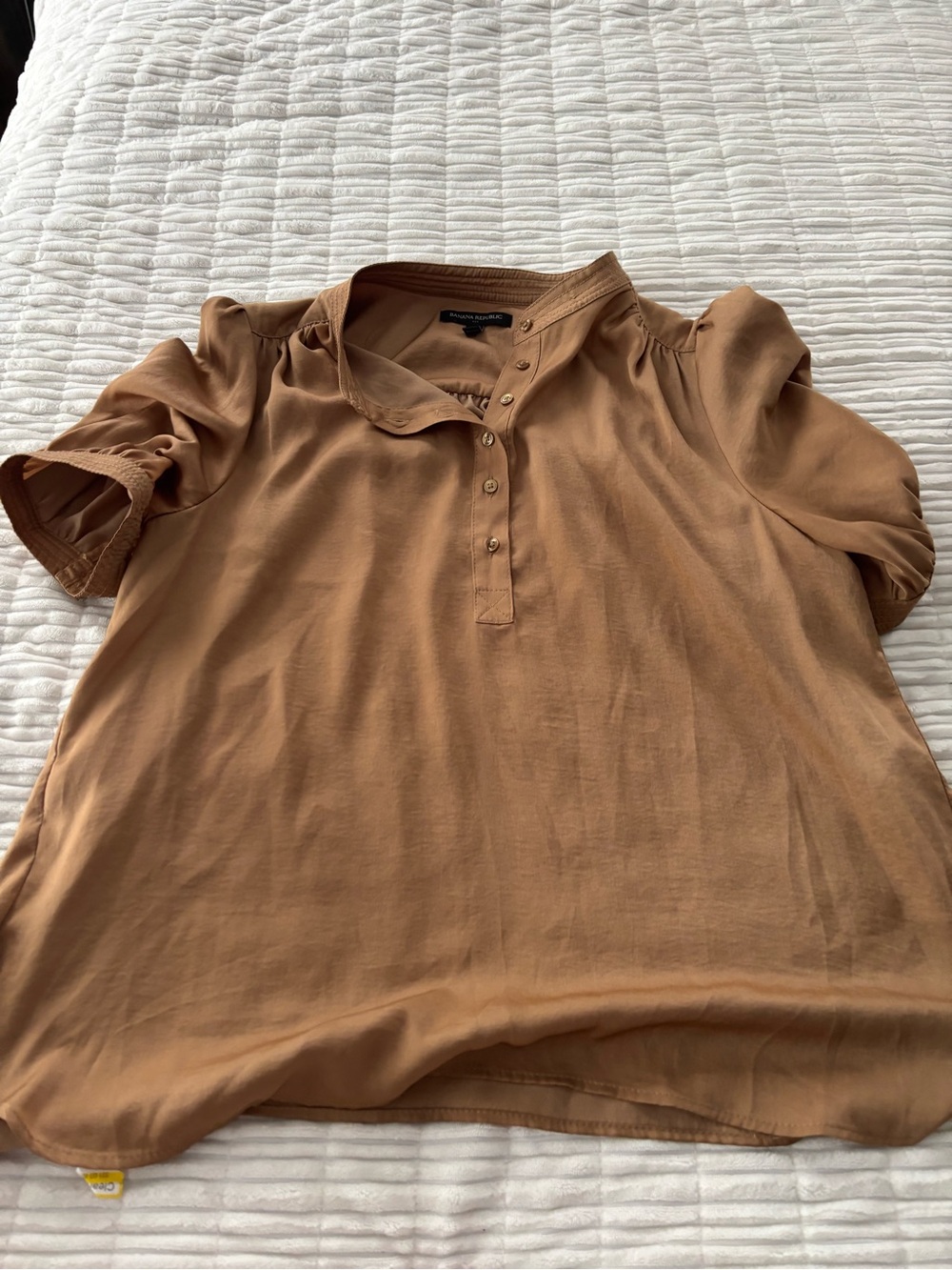 Banana Republic Bronze Tan Puff-Sleeve Blouse